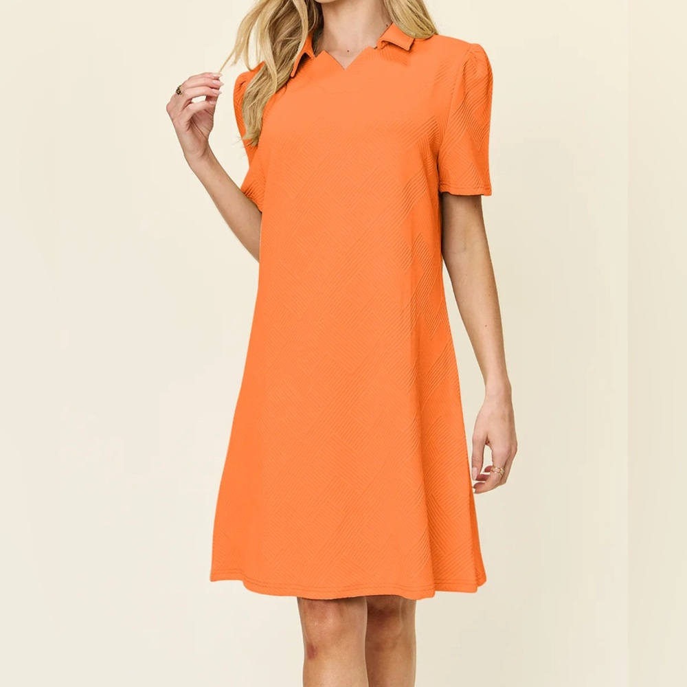 NWT Double Take Texture Collared Neck Short Sleeve Dress Size Medium